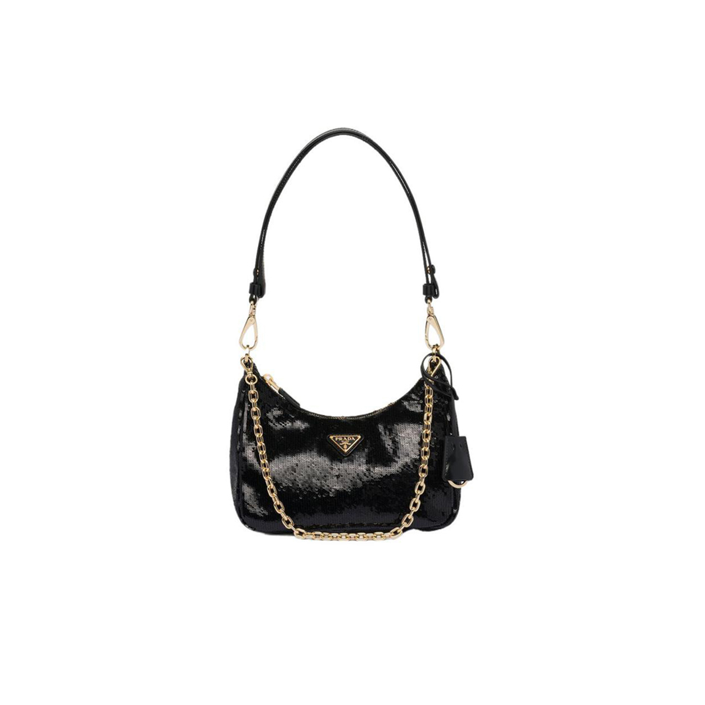 PRADA LEATHER HANDBAG SHOULDER BAG WOMEN'S BLACK 1BC204 (22*18*6cm)